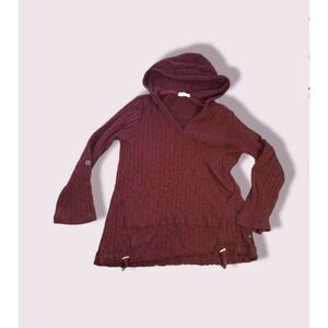 Neon Buddha Hippie Hooded Cable Knit Pullover Sweater Purple Maroon Size S